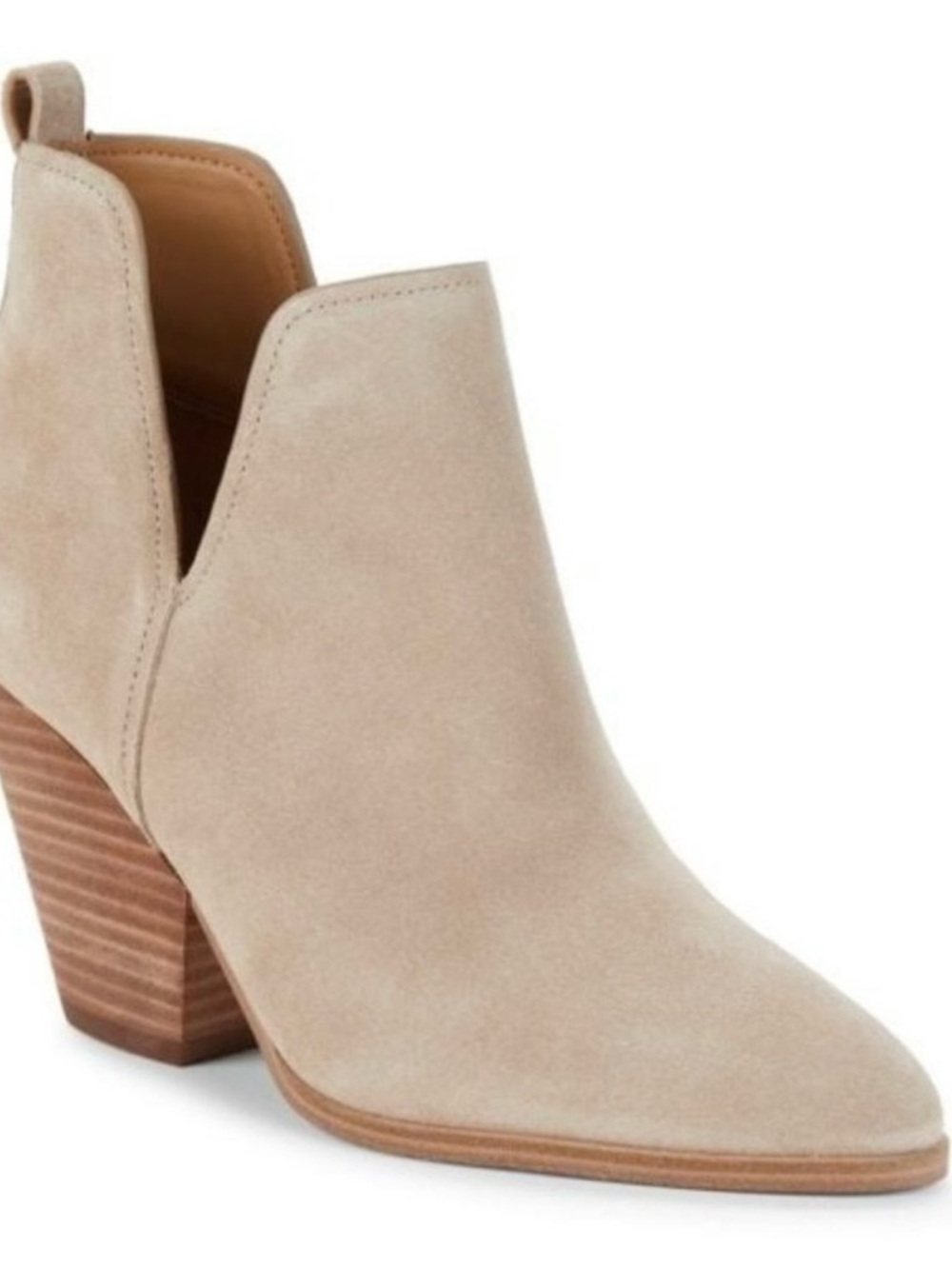 Marc Fisher Ltd TanTanilla Suede Cut Out Ankle Booties Block Heel 8 1/2 M